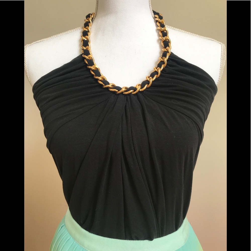 Boston Proper Halter Top with Gold Link Chain